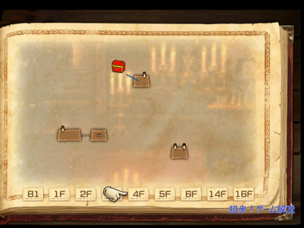 チャプター9のマップ。宝箱と隠し部屋の場所。