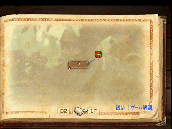 チャプター14のマップその1。宝箱と隠し部屋の場所。